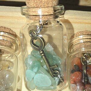 Charms, Crystals & Music Notes Wooden Box Gift Set Wishes, Vials, Keys & Hearts!